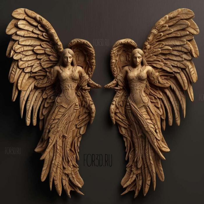 stl angel wings 1 stl model for CNC